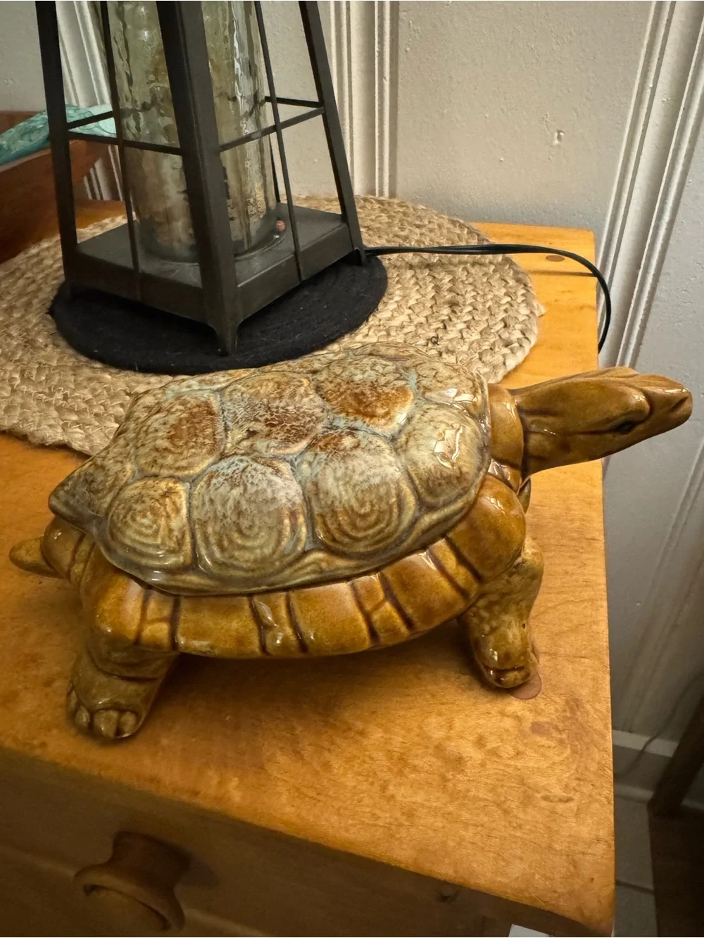 Ceramic Turtle Accent Figurine - Brown Glazed Home Accent